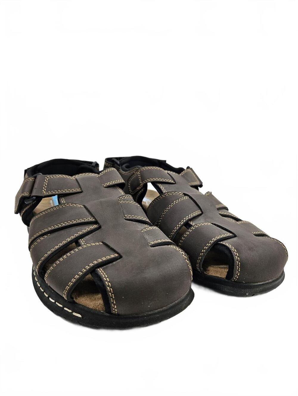 St. John's Bay Men's Felix Brown Leather Fisherman Sandals w/Memory Foam Size 10